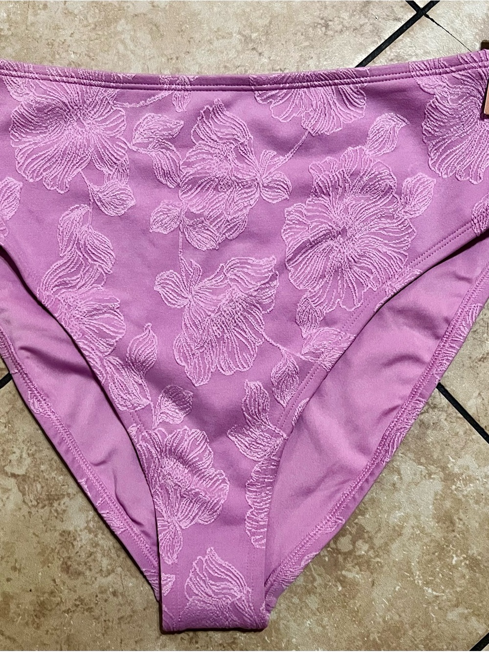 Shade & Shore Lilac Floral High-Waist Swim Bottom